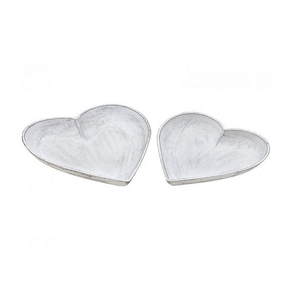 Tray heart white wood 2 pcs