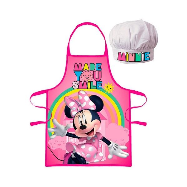 Dětská zástěra Minnie Made you smile + čepice