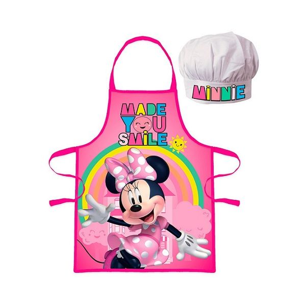 Children&#39;s apron Minnie Made you smile + cap