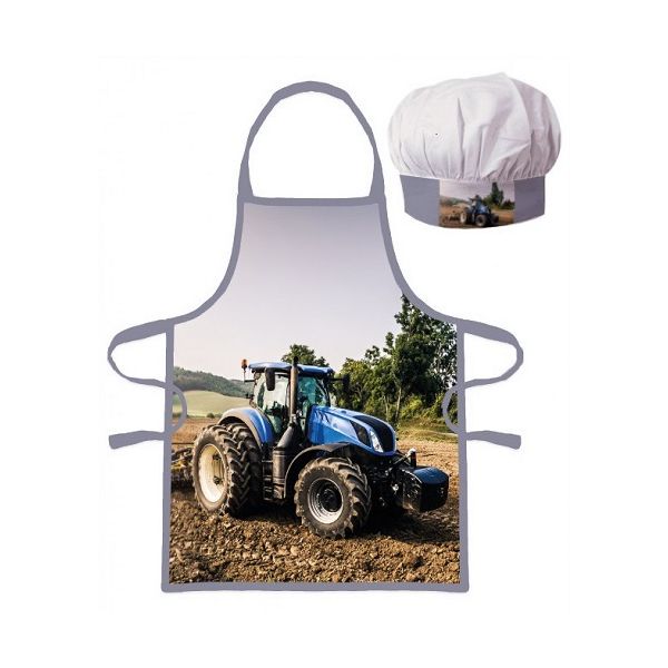 Children&#39;s tractor apron + cap