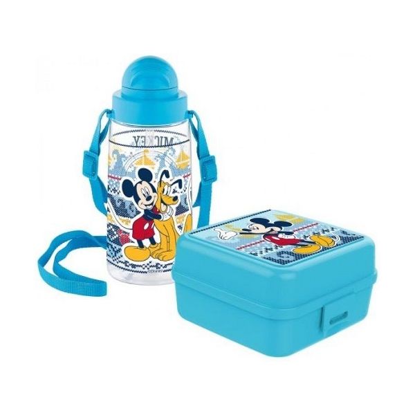 Set aus Mickey-Flasche und Plastikbox
