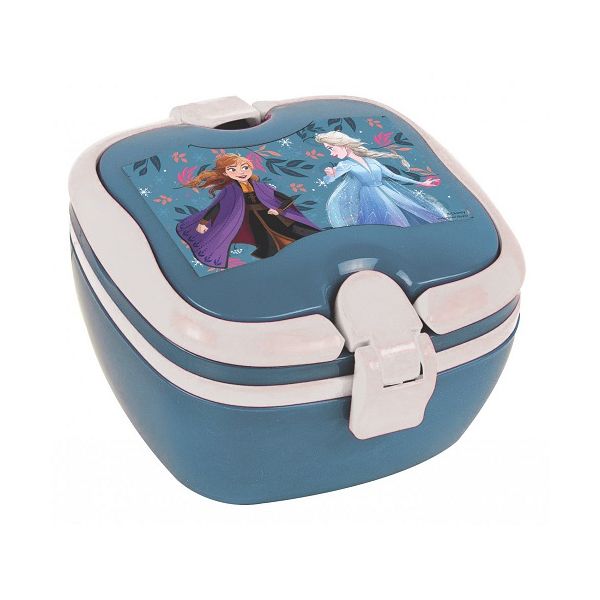 Pudełko na przekąski Frozen Anna i Elsa w kolorze niebiesko-szarym