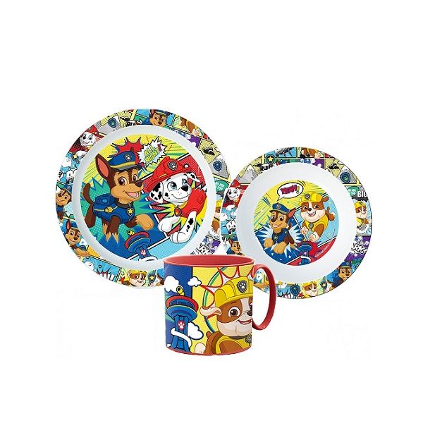 Paw Patrol set - 2x plate and cup, plastic