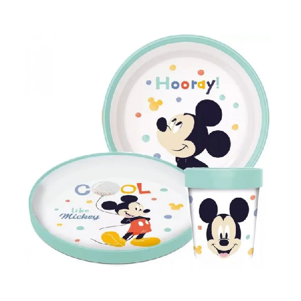 Zestaw Mickey - 2x talerz i kubek, plastik