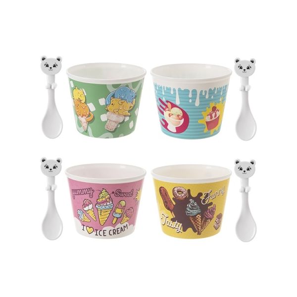 Cup + spoon ice cream 4 pcs. MIX UH