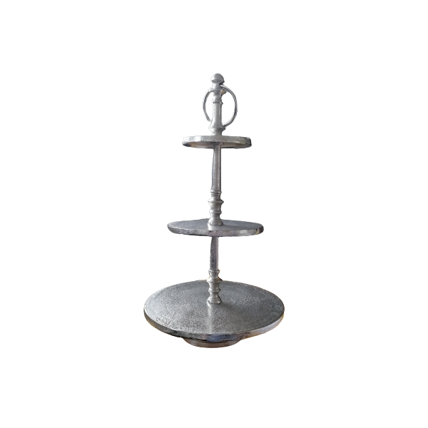 Stand 3-tier silver metal 55 cm