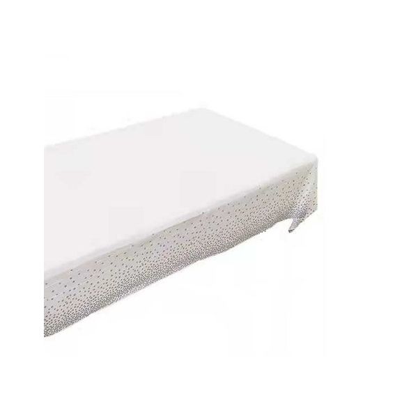 Weiße Tischdecke mit silbernen Punkten 137x274 cm
