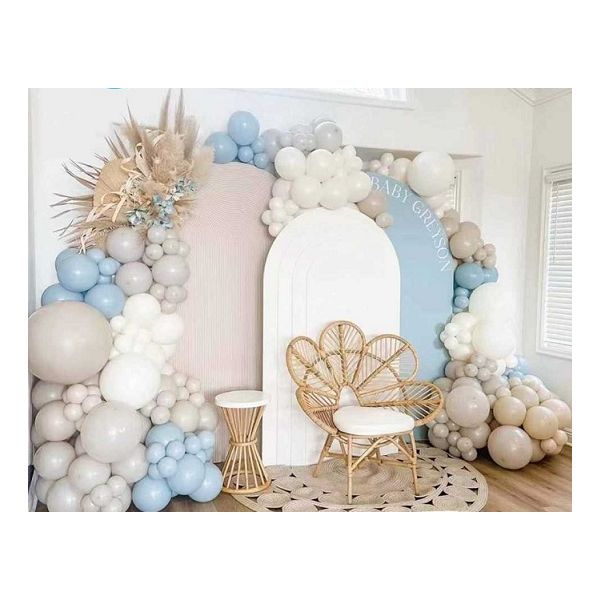 Garland balloons white-blue-silver pastel 100 pcs