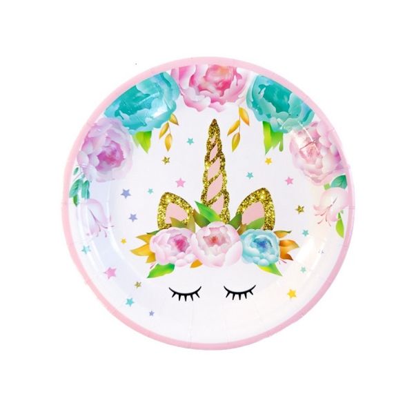 Paper unicorn plate 17 cm 6 pcs