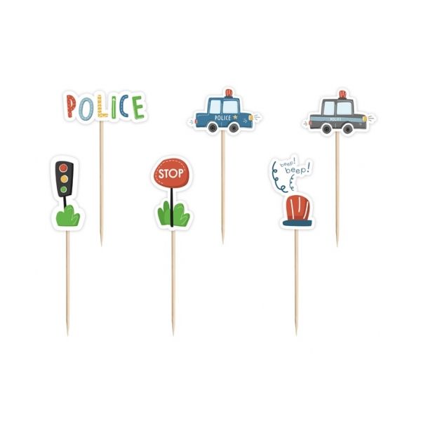 Stamp - police, cars, traffic light 6 pcs