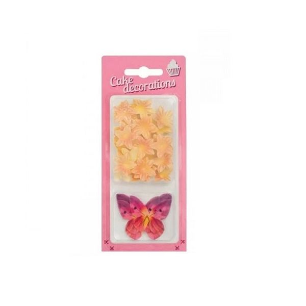 Motyle i mini różowo-herbaciane kwiaty 30 szt