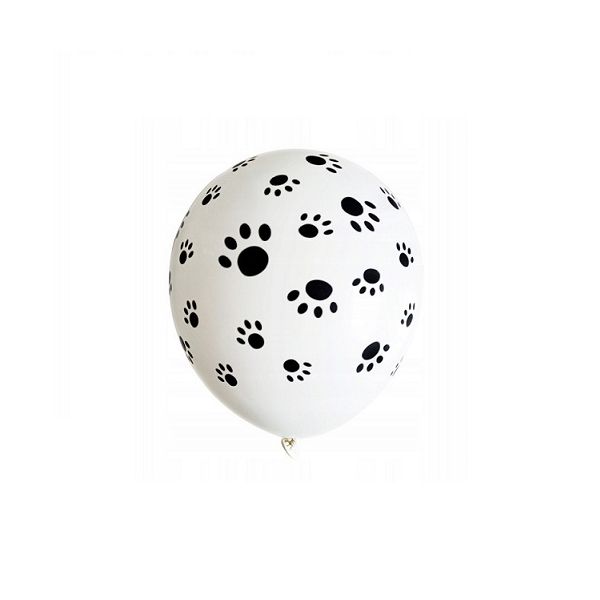 White balloon with black paws