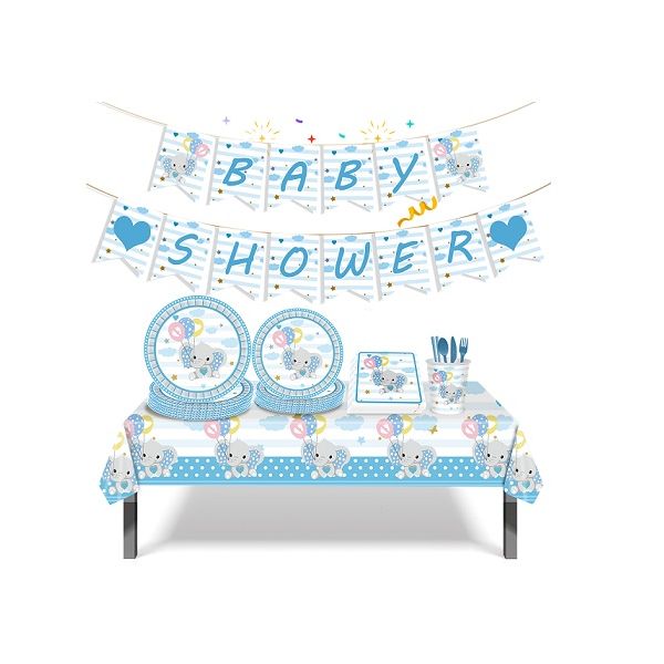 Blaues Elefanten-Babyparty-Partyset