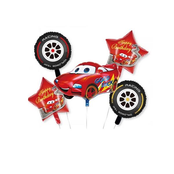 Foil balloon car, stars and tires 5 pcs