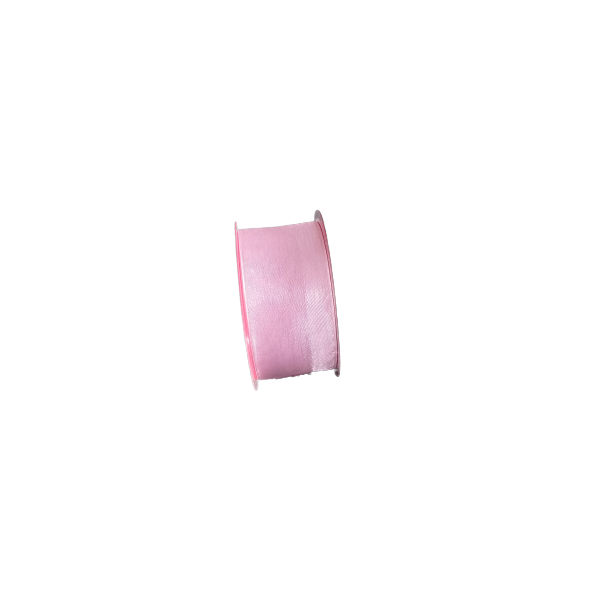 Pink organza ribbon 38 mm - 23 m