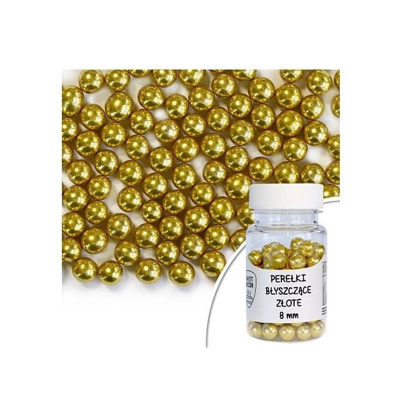 Posyp perličky lesklé zlaté 8 mm 40 g