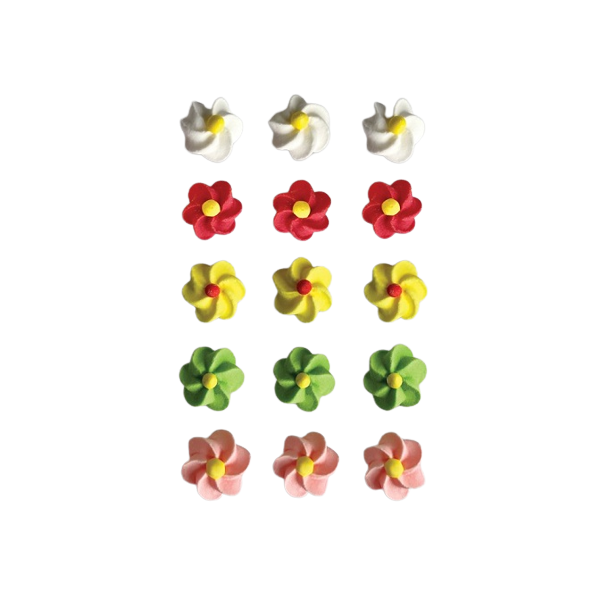 Set - mini colored flowers - 15 pcs