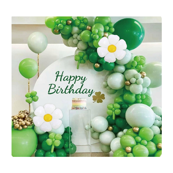 Garland green balloons mix + flower 117 pcs