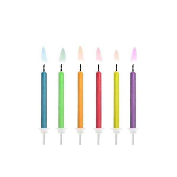 Birthday candles colored mix 5.5 cm 6 pcs