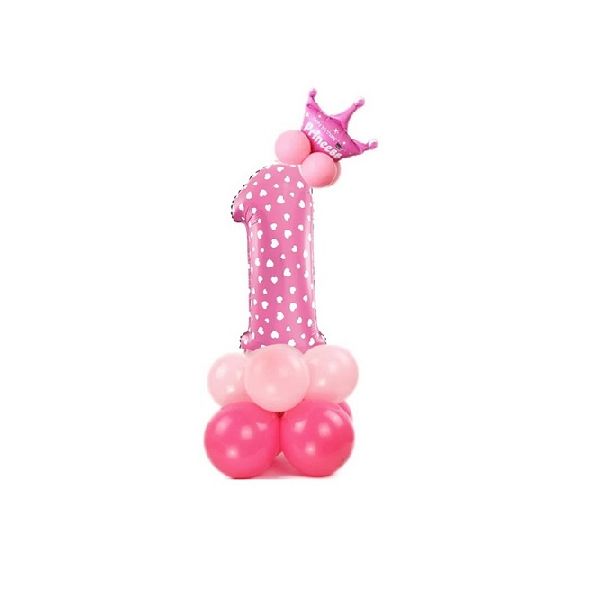 Balón růžový s korunkou č. 1 1