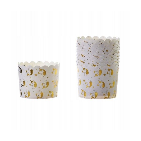 Cupcakes Einhorn weiß-gold 6 x 5,5 cm, 50 Stück