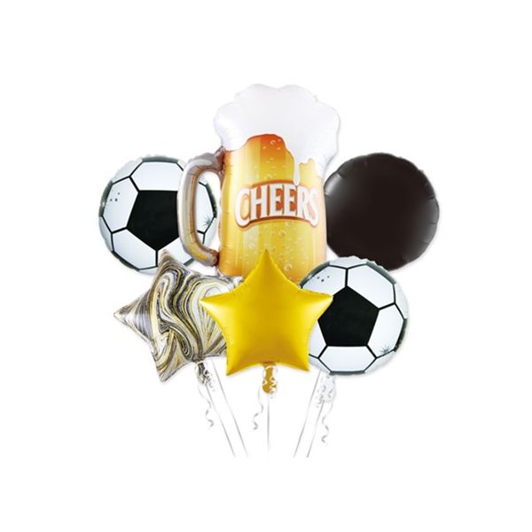 Balloons beer glass, soccer ball, star, circle 6 pcs