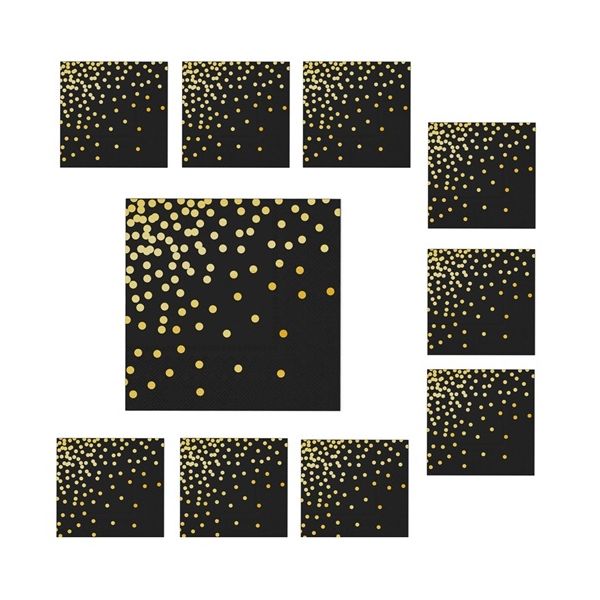 Black and gold napkins 10 pcs