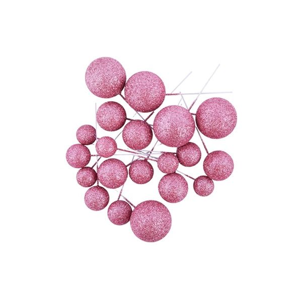 Embossed glittery pink balls 20 pcs