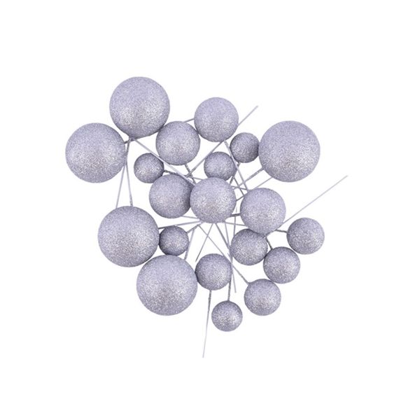 Embossed glittery silver balls 20 pcs