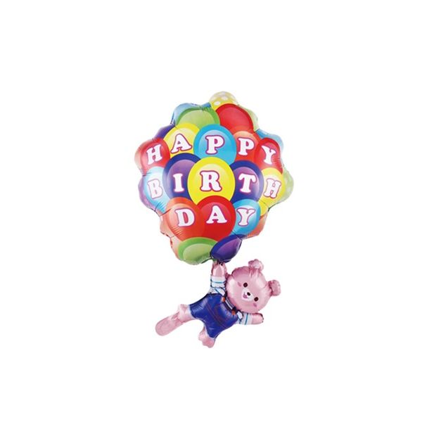 Balón medvídek s velkým balónem Happy Birthday