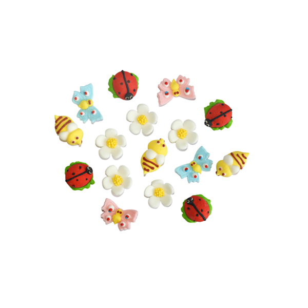 Set of ladybug, flower, butterfly, bee 16 pcs