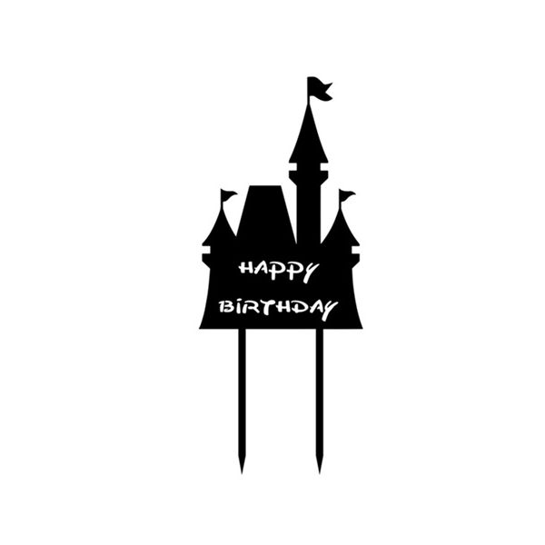 Zápich zámek Happy Birthday černý akryl
