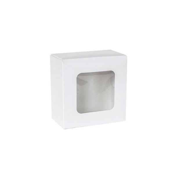 Weiße Dessertbox mit Fenster 13x13x7 cm