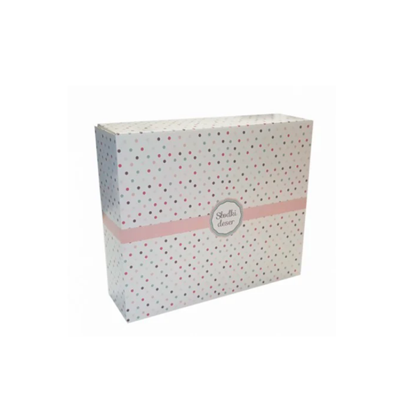 White dessert box with dots 25 x 21 x 7 cm