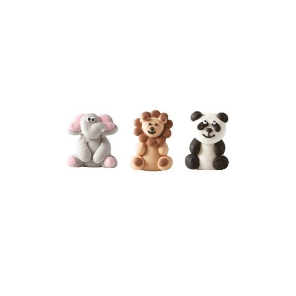 Zestaw - figurki słonia, lwa, pandy