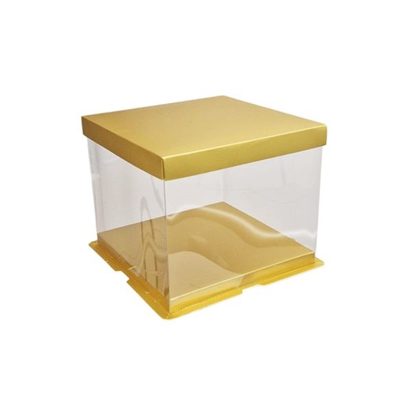 Półprzezroczyste złote pudełko na ciasto 30 x 30 x 35 cm