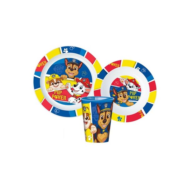 Sada Paw Patrol - 2x talíř a sklenice, plast