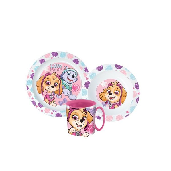 Sada Paw Patrol Skye a Everest - 2x talíř a šálek, plast
