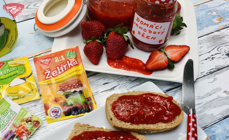 Homemade strawberry jam with pieces of strawberries