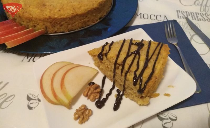 Gluten-free apple-walnut cake