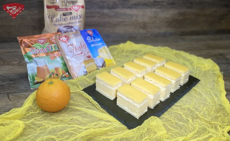 Gluten-free orange-lemon slices with soft cream