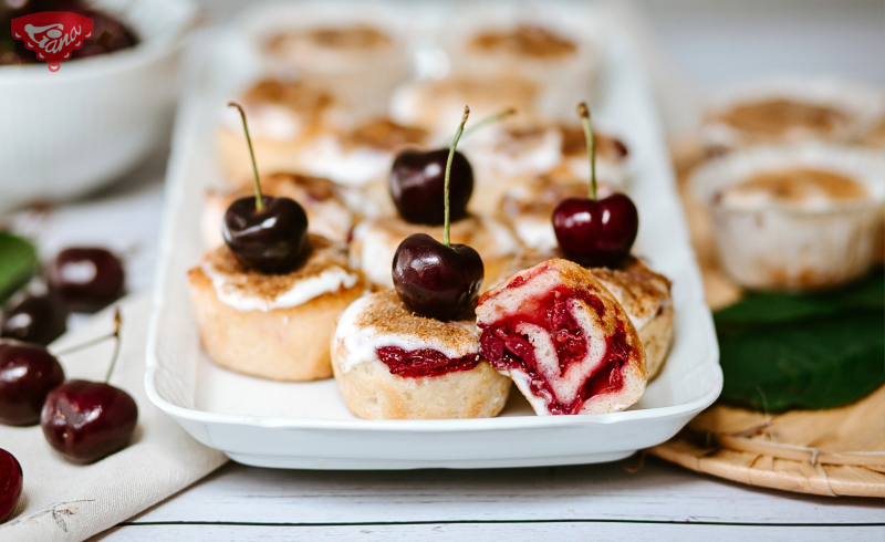 Gluten-free cinnamon rolls with sour cherries