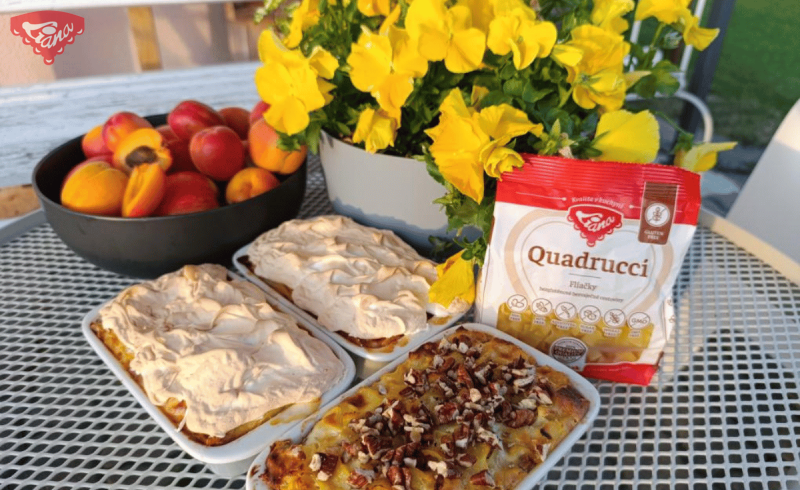 Bezlepkové zapekané cestoviny s tvarohom a ovocím