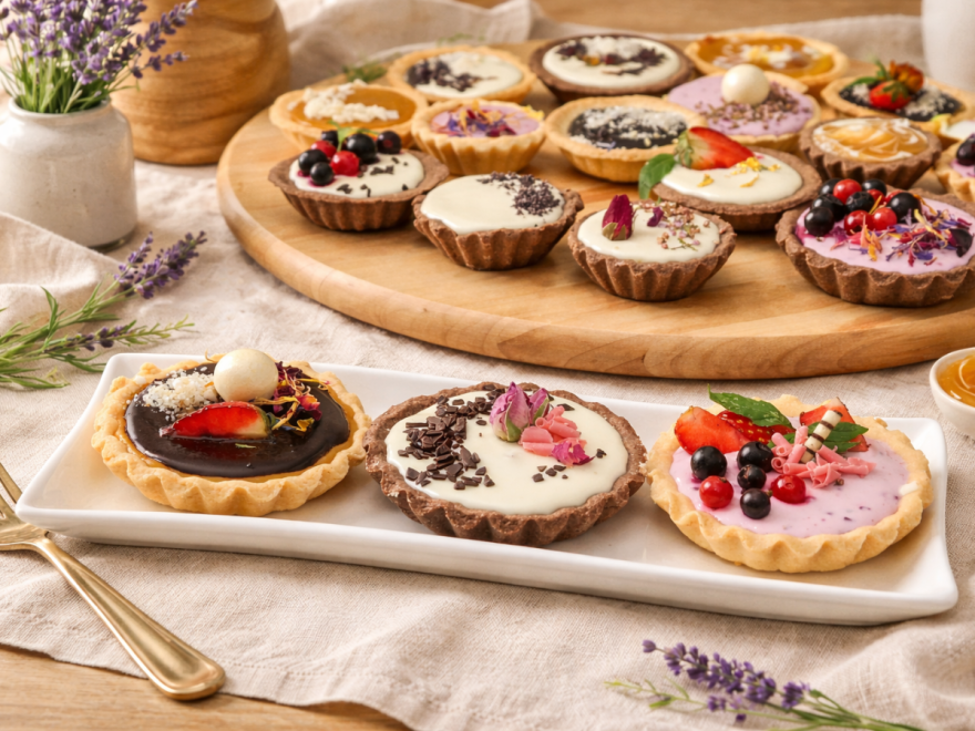 Glutenfreie Schokoladen- und Fruchttörtchen