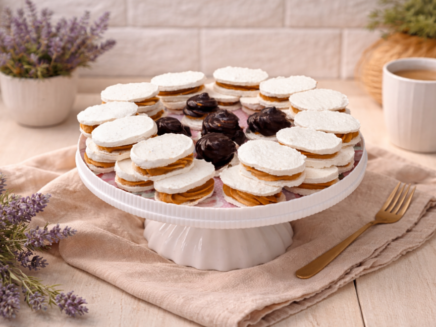 Gluten-free nut and coconut sweets with caramel cream