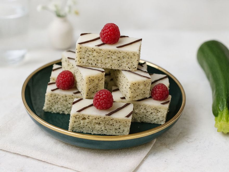 Bezlepkové cuketovo-makové rezy s citrónovou polevou