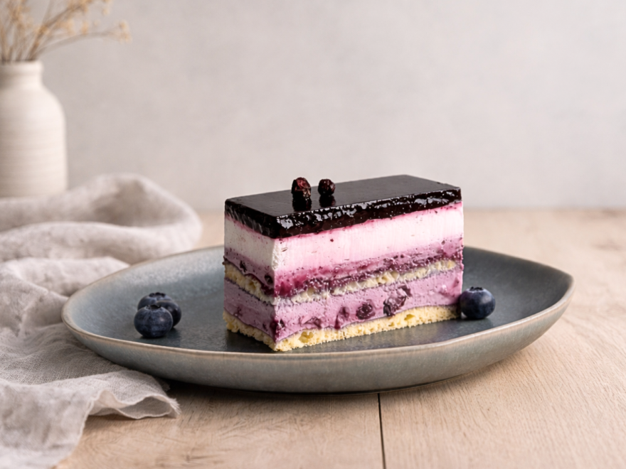 Bezglutenowy placek z jagodami i kwaśną śmietaną