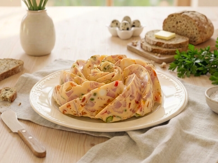 Hausgemachter Eierpudding mit Gelatine in Kuchenform