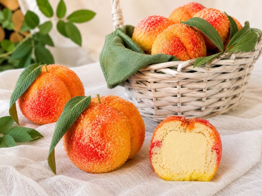 Gluten-free peaches: a retro dessert in a modern 3D design