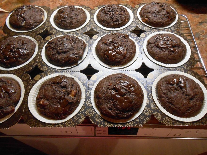 Bezlepkové čokoládovo - banánové muffiny